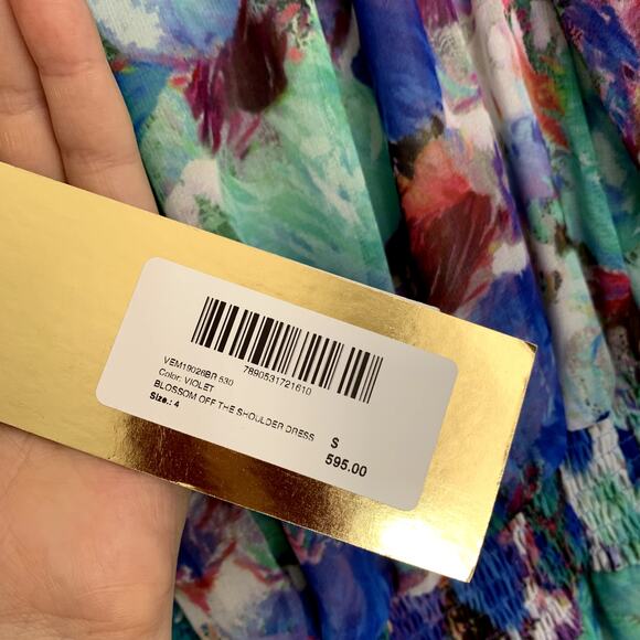 PatBo Blossom Off The Shoulder Dress Violet Womens Small New with Tags - Picture 16 of 16